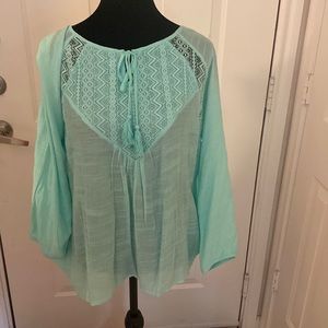 Lime green peasant top